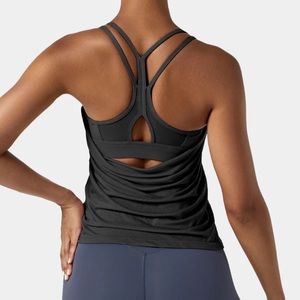 Halara U-Neck Contrast Mesh 2-in-1 Racerback Tank